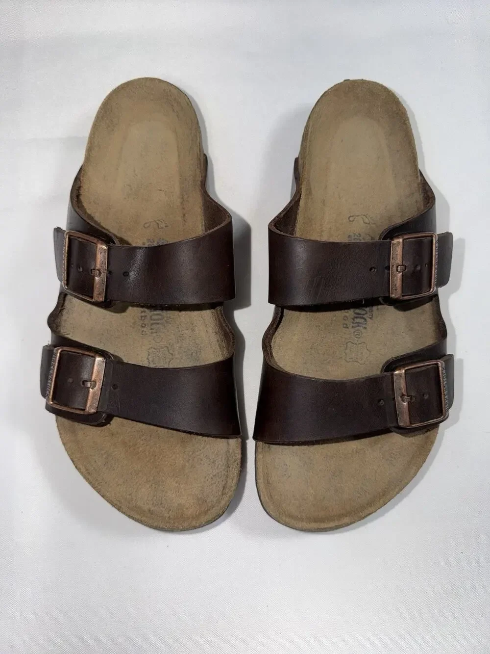 Birkenstock Arizona 44 / US 11.5 Brown Habana Oiled Leather Slip On Sandals